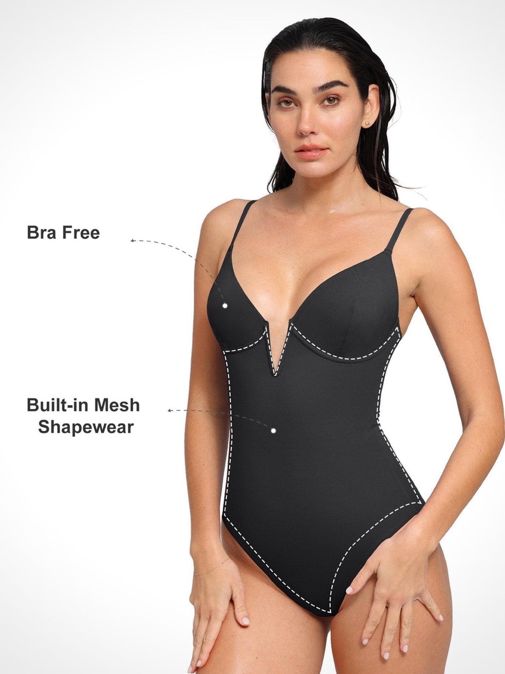 Popilush Black Underwire One-Piece Swimsuit
